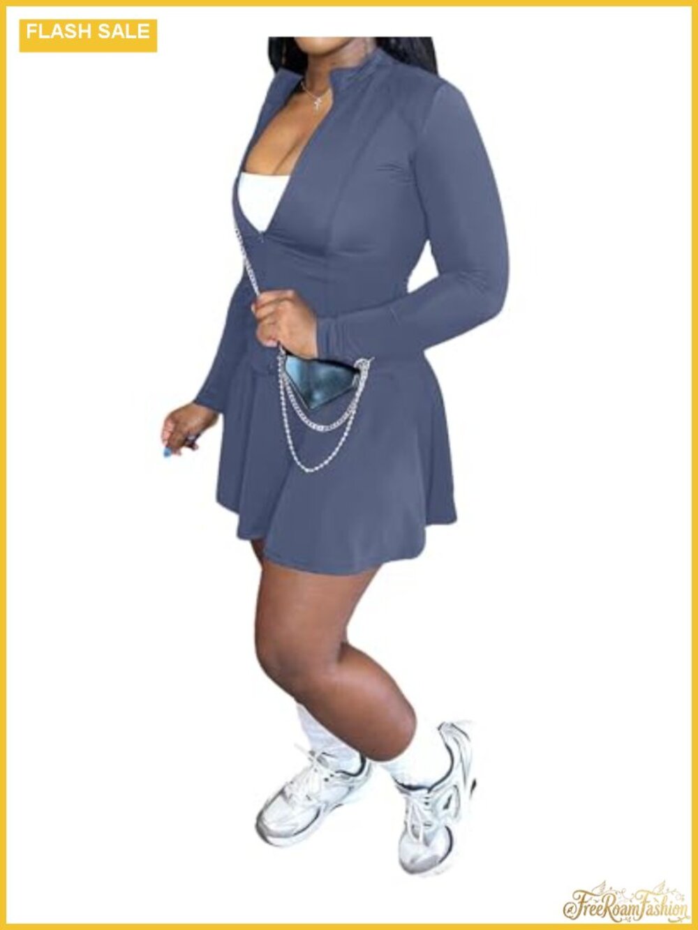 Women 2 Piece Tennis Skirt Set Long Sleeve Top Pleated Mini Skort